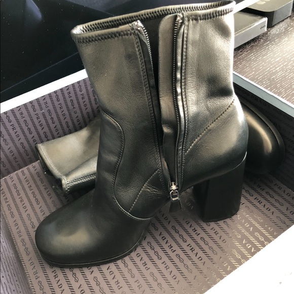 AUTHENTIC!! Prada Leather Black Booties - Picture 4 of 4